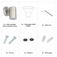 Mason Wandleuchte - IP44 Spritzwassergeschützt - Wandlampe für Innen und Außen - Inkl. 4000K neutral weiße GU10 spot - Dimmbar - Wandlampe aus Edelstahl