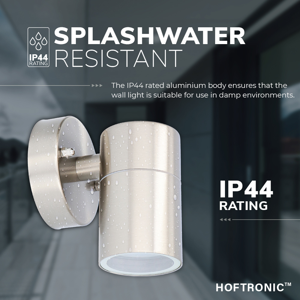Wandlamp Mason - IP44 Spatwaterdicht - Muurlamp voor binnen en buiten - Incl. 4000K neutraal witte GU10 spot - Dimbaar - Industriële wandlamp - Roestv
