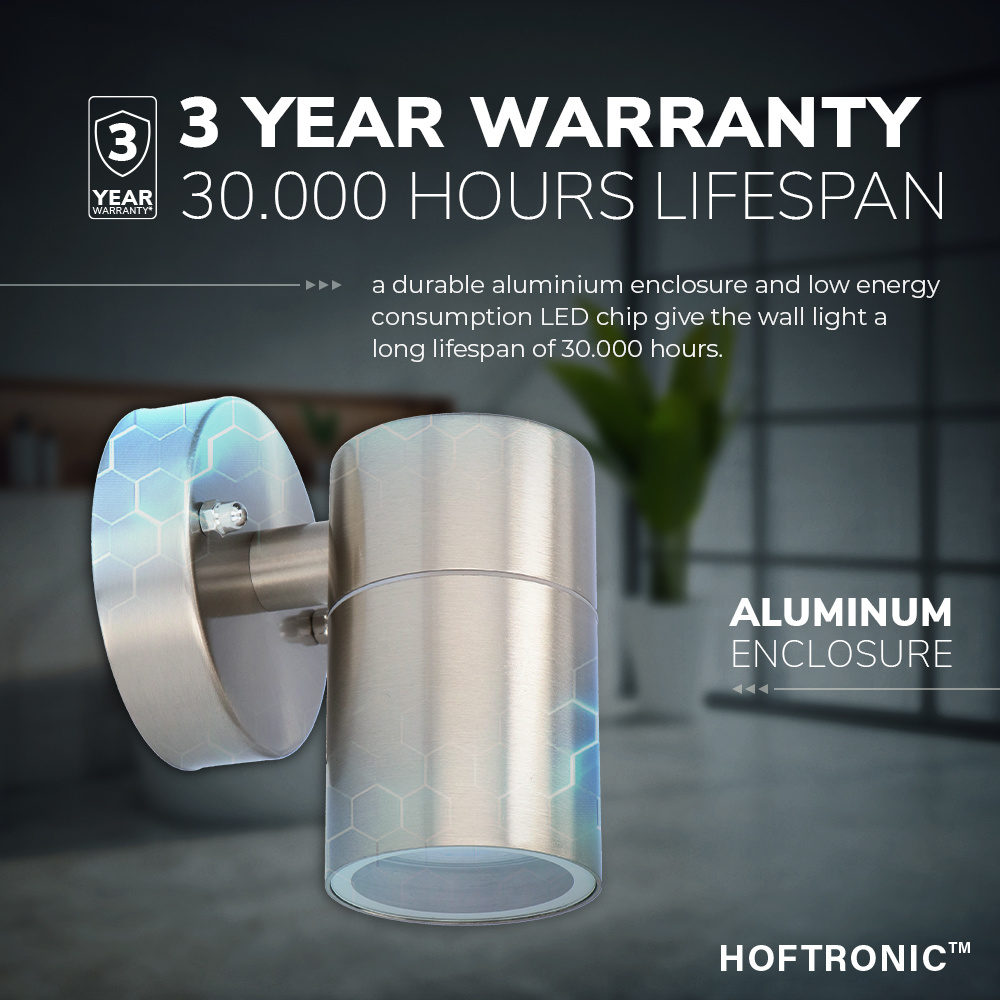Wandlamp Mason - IP44 Spatwaterdicht - Muurlamp voor binnen en buiten - Incl. 2700K warm witte GU10 spot - Dimbaar - Industriële wandlamp - Roestvrij
