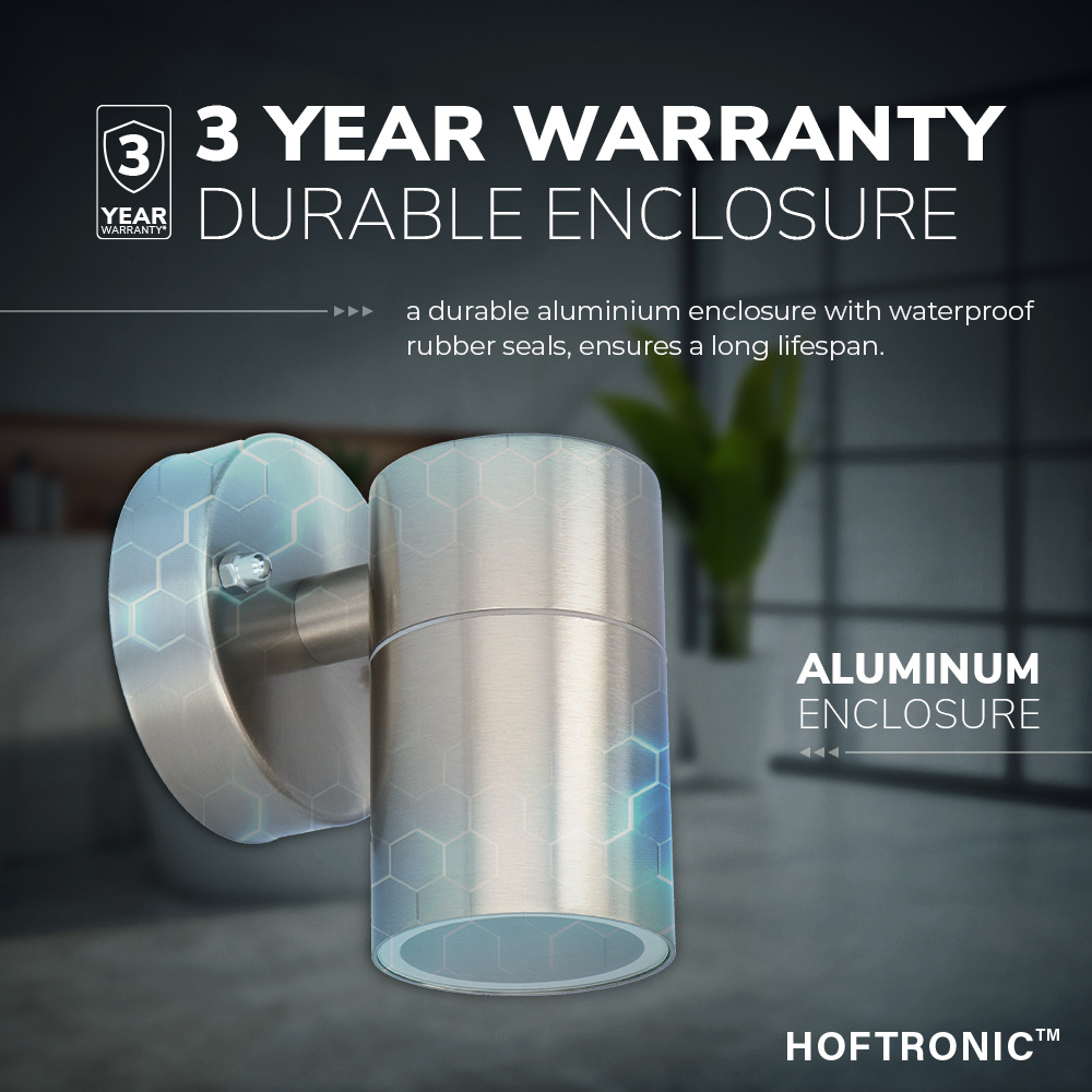 Wandlamp Mason - IP44 Spatwaterdicht - Muurlamp voor binnen en buiten - Incl. GU10 fitting - Dimbaar - Industriële wandlamp - Roestvrij Staal voor bi