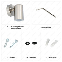 Wandlamp Mason - IP44 Spatwaterdicht - Muurlamp voor binnen en buiten - Incl. GU10 fitting - Dimbaar - Industriële wandlamp - Roestvrij Staal