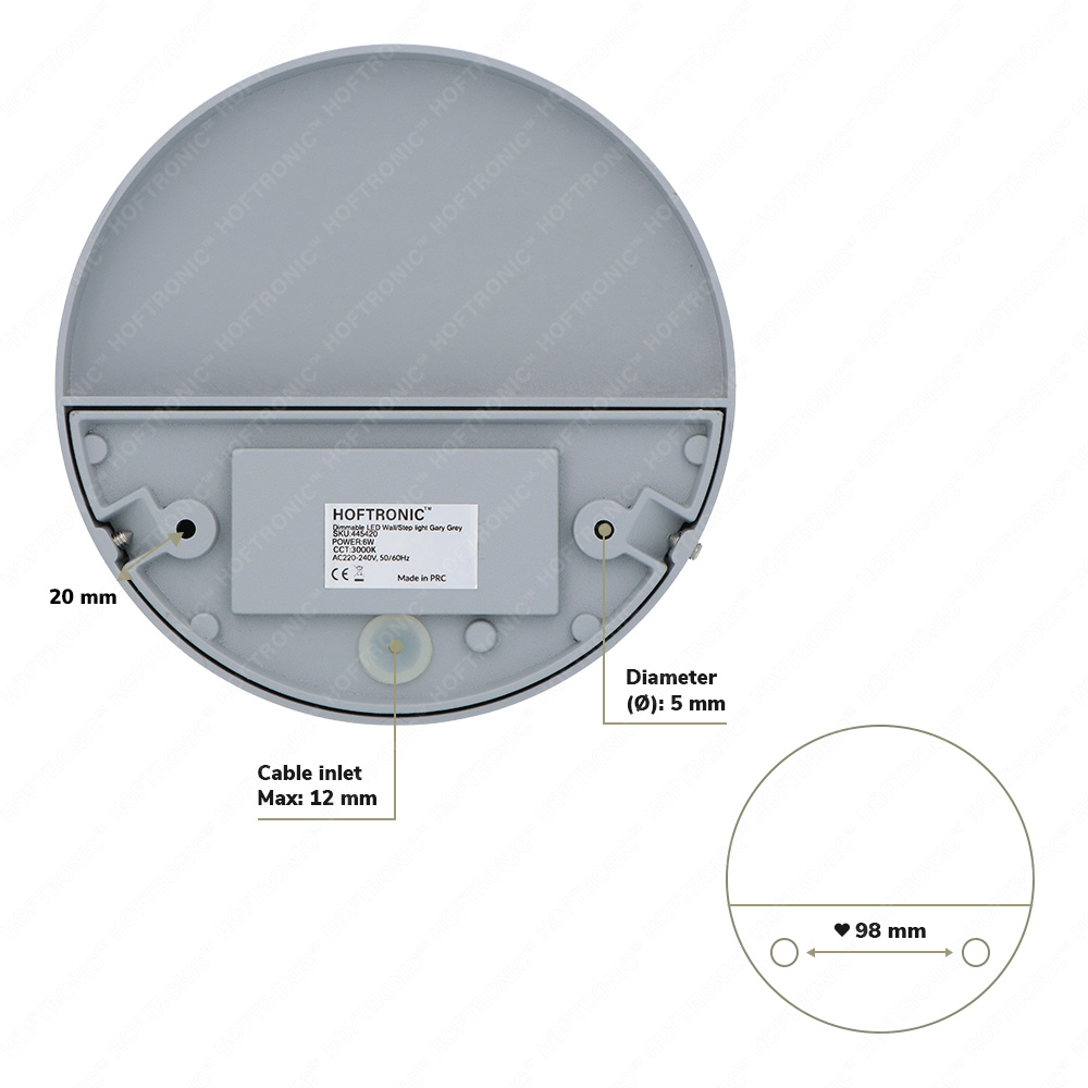 Dimbare LED Wandlamp Gary grijs 6 Watt 3000K IP54 spatwaterbestendig 3 jaar garantie voor binnen en buiten