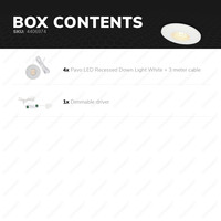 Set van 4 LED Inbouwspots Pavo wit 3 Watt 2700K 260lm Ultra dun 12 mm