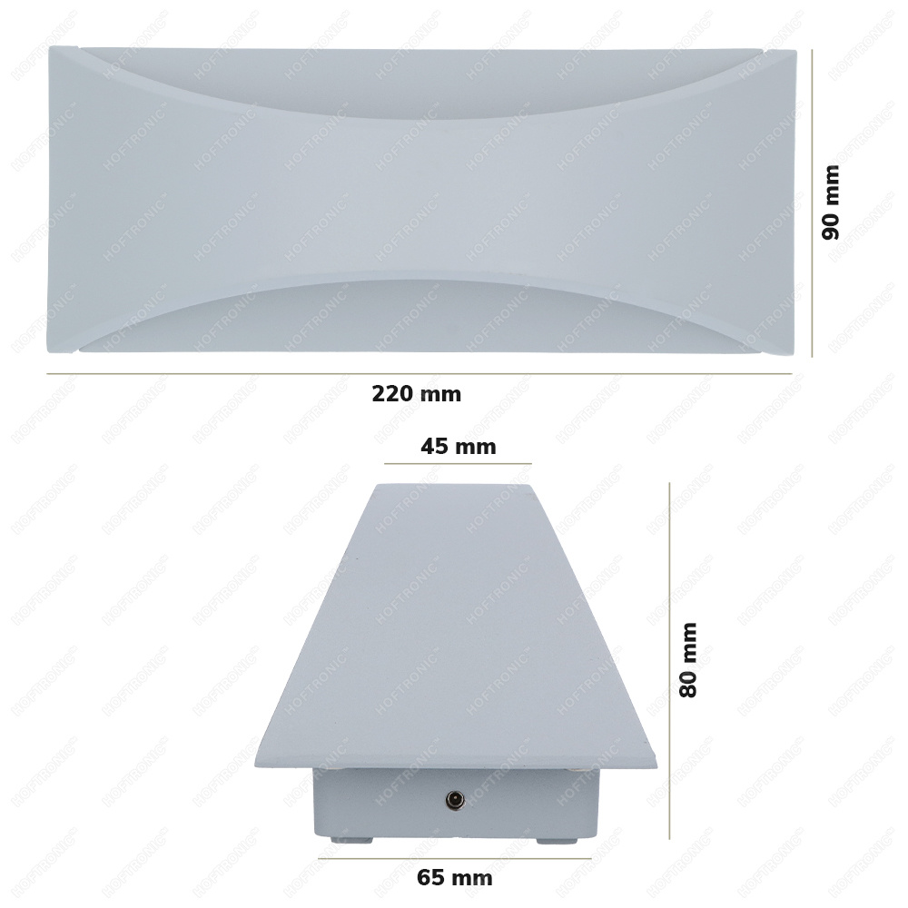 Lowa LED wandlamp - 3000K warm wit - 6 Watt - Up & down light - IP54 voor binnen en buiten - Moderne muurlamp - Tweezijdig - Grijs voor binnen en bui