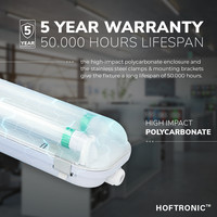 10x LED T8 fixture IP65 120 cm 6000K 18W 5760lm 160lm/W incl. flicker free LED tubes linkable