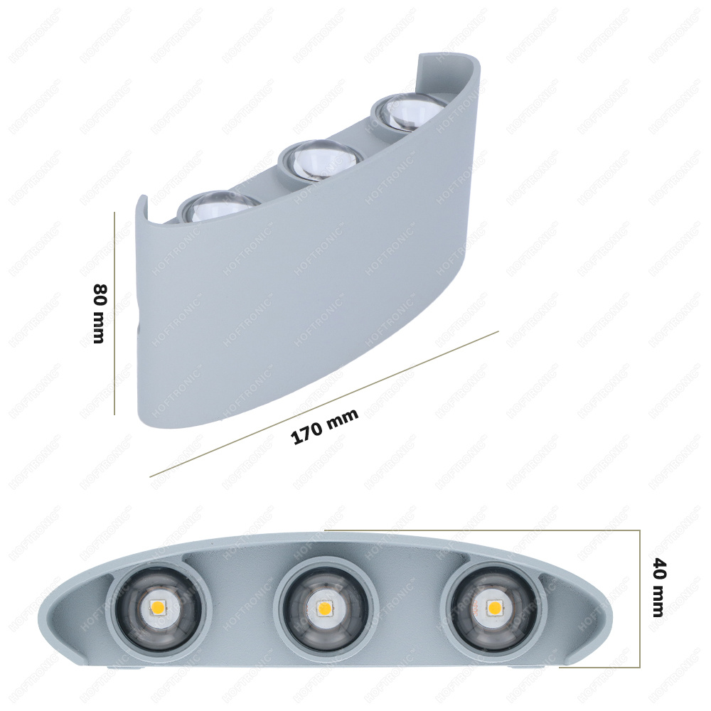 Tulsa dimbare LED wandlamp - Up & Down light - IP54 - 6 watt - 3000K warm wit - Binnen en buiten - 3 jaar garantie - Grijs voor binnen en buiten