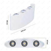 Tulsa dimmbare LED-Wandleuchte - Up & Down Licht - IP54 - 6 Watt - 3000K warmweiß - Innen und Außen - 3 Jahre Garantie - Weiß