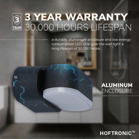 Set van 2 dimbare LED Wandlamp Dayton zwart 6 Watt - 3000K - Up & Down light - kantelbaar - IP54 - Incl. dimmer met afstandsbediening