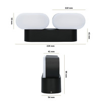 Satz von 2 dimmbare LED-Wandleuchte Dayton Doppel Schwarz 12 Watt - 3000K - doppelseitige Beleuchtung - schwenkbar - IP54 - Inkl. Dimmer mit Fernbedienung