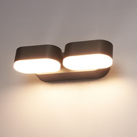 Set van 2 dimbare LED Wandlamp Dayton dubbel zwart 12 Watt - 3000K - Up & Down light - kantelbaar - IP54 - Incl. dimmer met afstandsbediening