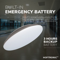 LED Bulkhead 30 cm - Plafondlamp met noodaccu - 18W 2100 Lumen - 6500K Daglicht wit - IK10 - RVS - IP65 Waterdicht