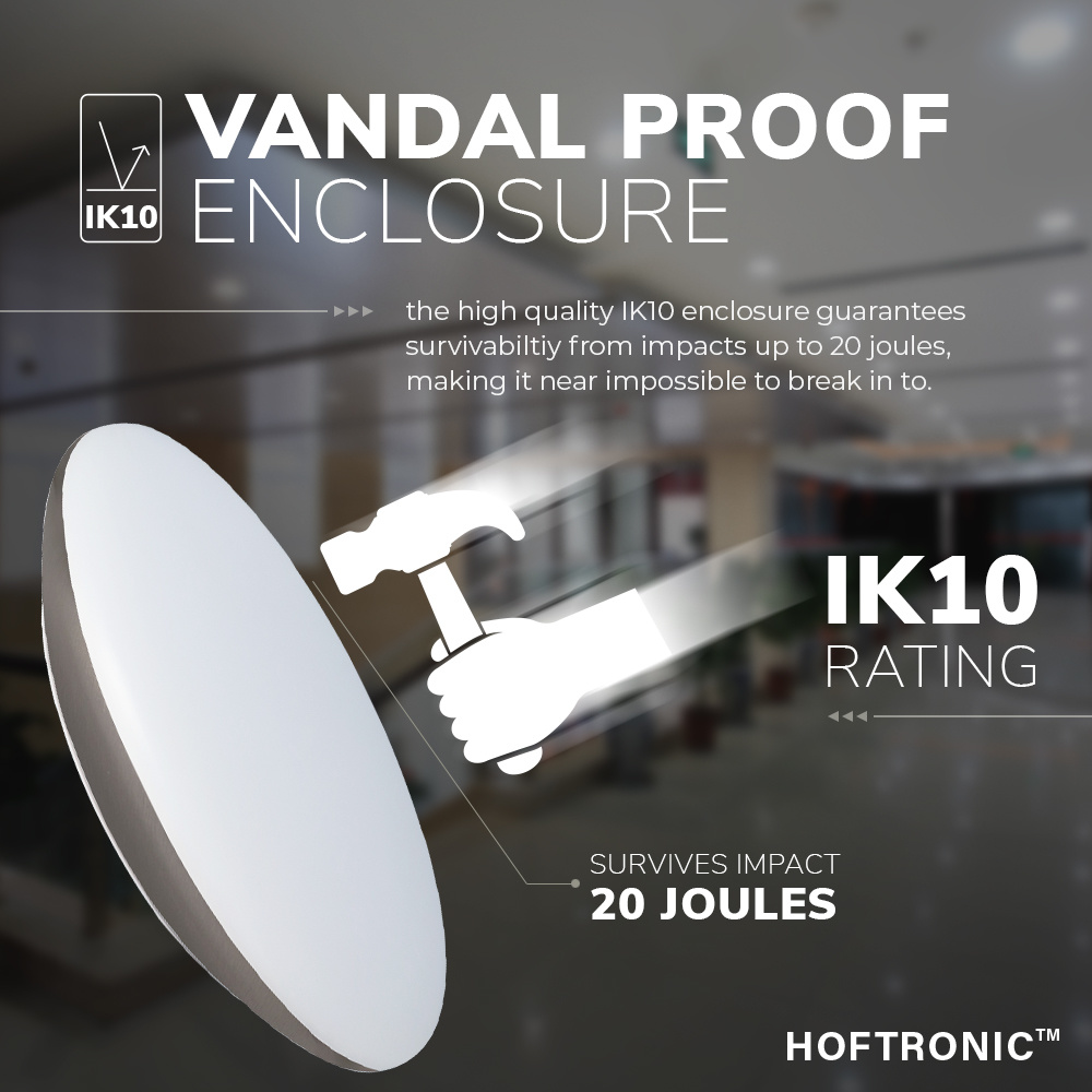 LED Plafondlamp/Plafonniere met Sensor 12W Lichtkleur instelbaar - 1300lm - IK10 - Ø25 cm - RVS - IP65