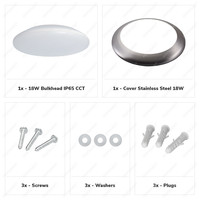 LED Bulkhead 30 cm - Plafondlamp - 18W 2100 Lumen - CCT lichtkleur instelbaar - IK10 - RVS - IP65 Waterdicht