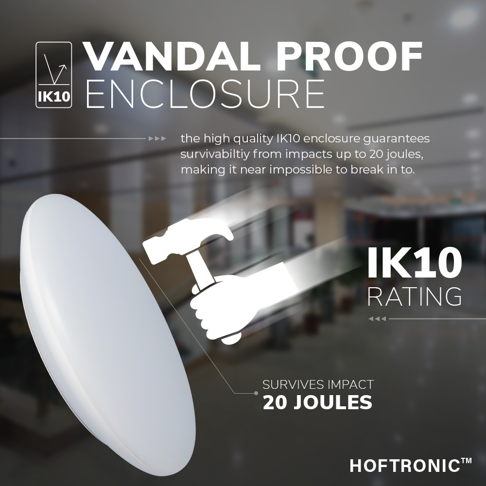 LED Bulkhead 30 cm - Plafondlamp met bewegingssensor - 18W 2100 Lumen - CCT Lichtkleur instelbaar - Dimbaar - IK10 - Chroom - IP65 Waterdicht