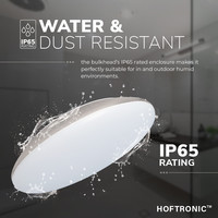 LED Bulkhead 38 cm - Plafondlamp - Wandarmatuur - 25W 2600 Lumen Dimbaar - CCT lichtkleur instelbaar - IK10 - Chroom - IP65 Waterdicht