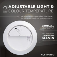 LED Bulkhead 38 cm - Plafondlamp - Wandarmatuur - 25W 2600 Lumen Dimbaar - CCT lichtkleur instelbaar - IK10 - Chroom - IP65 Waterdicht