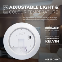 Dimmable LED Ceiling lamp 18W CCT - 1900lm - IK10 - Ø30 cm - Black - IP65