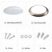 LED Deckenleuchte 18W einstellbare Lichtfarbe - 2100lm - IK10 - Ø30 cm - Chrom - IP65