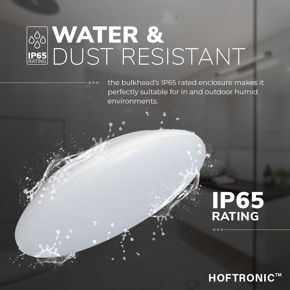 LED Bulkhead 38 cm - Plafondlamp met noodaccu - 25W 2600 Lumen - 6500K Daglicht wit - IK10 - Wit - IP65 Waterdicht
