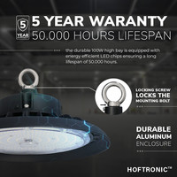 LED High bay 100W 6000K IP65 Philips LumiLEDs 140lm/W Powered by Hoftronic - 5 year warranty