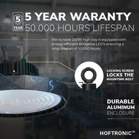 LED High bay Saturn 200W 120° IP65 Dimmable 5700K 190lm/W Hoftronic Powered 5 year warranty