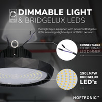 LED High bay Saturn 200W 120° IP65 Dimmable 5700K 190lm/W Hoftronic Powered 5 year warranty
