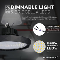 LED High bay Saturn 150W 120° IP65 Dimbaar 5700K 190lm/W Hoftronic Powered 5 jaar garantie