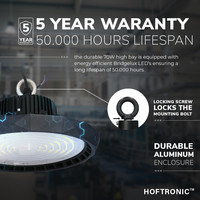 LED High bay Saturn 90W 120° IP65 Dimbaar 5700K 190lm/W Hoftronic Powered 5 jaar garantie