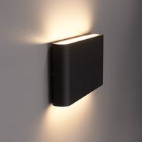 Set van 2 dimbare LED Wandlamp Dallas M zwart 12 Watt - 3000K - Up & Down light - IP54 - Incl. dimmer met afstandsbediening