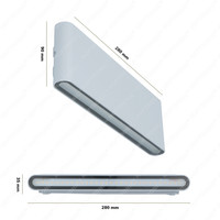 Set van 2 dimbare LED Wandlamp Dallas XL grijs 24 Watt - 3000K - Up & Down light - IP54 - Incl. dimmer met afstandsbediening