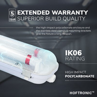 10x LED T8 Wannenleuchte IP65 120 cm 6000K 18W 6300lm 175lm/W Inkl. flimmerfreie LED Röhren verlinkbar