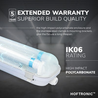 10x LED T8 Wannenleuchte IP65 120 cm 4000K 18W 5040lm 140lm/W Inkl. flimmerfreie LED Röhren verlinkbar