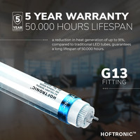 10x LED TL buis 60 cm 9 Watt 1260 Lumen 3000K Flikkervrij 140lm/W - 50.000 branduren - 5 jaar garantie - T8 (G13)