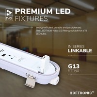 LED Wannenleuchte IP65 60 cm Edelstahlklammern Linkable einzelne Version