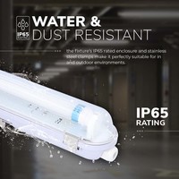 LED T8 fixture IP65 120 cm 3000K 18W 2520lm 140lm/W Flicker Free linkable