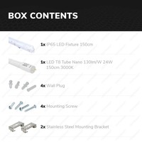 LED Waterproof fixture IP65 150 cm 3000K 24W 3120lm 130lm/W