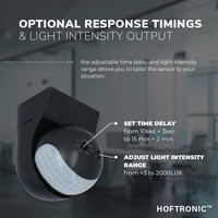 PIR motion sensor with twilight switch 180° range 12 meter Maximum 400 Watt surface color black IP44