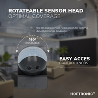PIR motion sensor with twilight switch 180° range 12 meter Maximum 400 Watt surface color black IP44