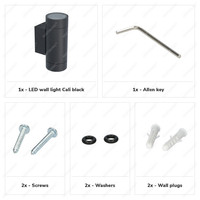 Cali dimmable LED wall light - GU10 excl. light source - Up & Down light - For indoor and outdoor use - Double sided - Black