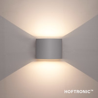 Set van 4 dimbare LED Wandlamp Denver grijs 6 Watt - 3000K - Up & Down light - IP54 - Incl. dimmer met afstandsbediening