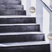 Set van 4 dimbare LED Wandlamp Gary grijs 6 Watt - 3000K - IP54 - Incl. dimmer met afstandsbediening