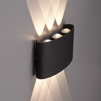 Satz von 4 dimmbare LED Wandleuchte Tulsa Schwarz 6 Watt - 3000K - doppelseitige Beleuchtung - IP54 - Inkl. Dimmer mit Fernbedienung