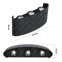Satz von 4 dimmbare LED Wandleuchte Tulsa Schwarz 6 Watt - 3000K - doppelseitige Beleuchtung - IP54 - Inkl. Dimmer mit Fernbedienung