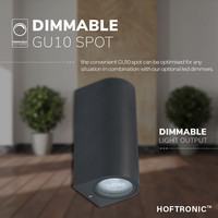 Set of 4 dimmable GU10 LED wall light Douglas - 2700K - GU10 - Up & Down light - IP65 - Incl. dimmer with remote control