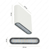 Satz von 4 dimmbare LED Wandleuchte Dallas S Weiß 6 Watt - 3000K - doppelseitige Beleuchtung - IP54 - Inkl. Dimmer mit Fernbedienung