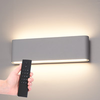 Satz von 4 dimmbare LED Wandleuchte Dallas XL Grau 24 Watt - 3000K - doppelseitige Beleuchtung - IP54 - Inkl. Dimmer mit Fernbedienung
