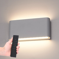 Satz von 4 dimmbare LED Wandleuchte Dallas M Grau 12 Watt - 3000K - doppelseitige Beleuchtung - IP54 - Inkl. Dimmer mit Fernbedienung