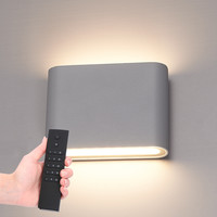 Set van 4 dimbare LED Wandlamp Dallas S grijs 6 Watt - 3000K - Up & Down light - IP54 - Incl. dimmer met afstandsbediening