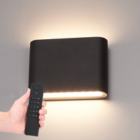 Set van 4 dimbare LED Wandlamp Dallas S zwart 6 Watt - 3000K - Up & Down light - IP54 - Incl. dimmer met afstandsbediening
