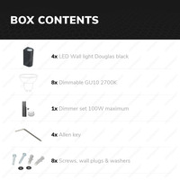 Set of 4 dimmable GU10 LED wall light Douglas - 2700K - GU10 - Up & Down light - IP65 - Incl. dimmer with remote control